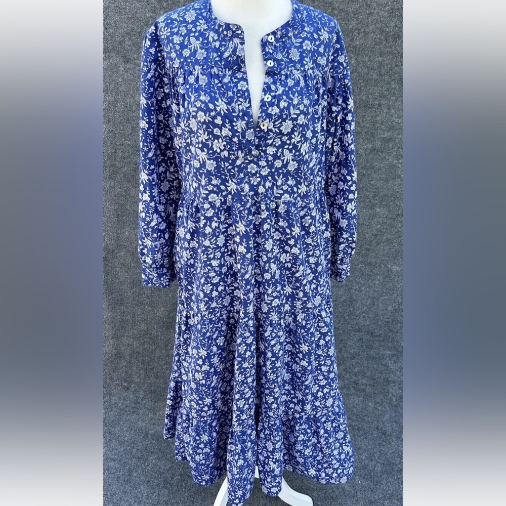 Pink City Prints Georgie Midi Dress in Indigo Lolita Pockets Size Medium - Picture 5 of 16